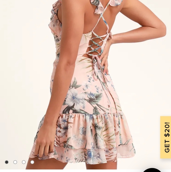 NWT Sunrise Journey Blush Pink Floral Print Ruffle - Picture 5 of 7